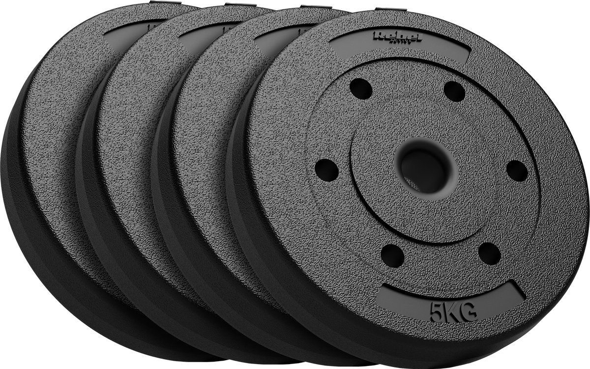 Rebel Active RBA-2102 - Bitumen Gewichten Set - 4 x 5 kg Schijven - 31 mm Opening