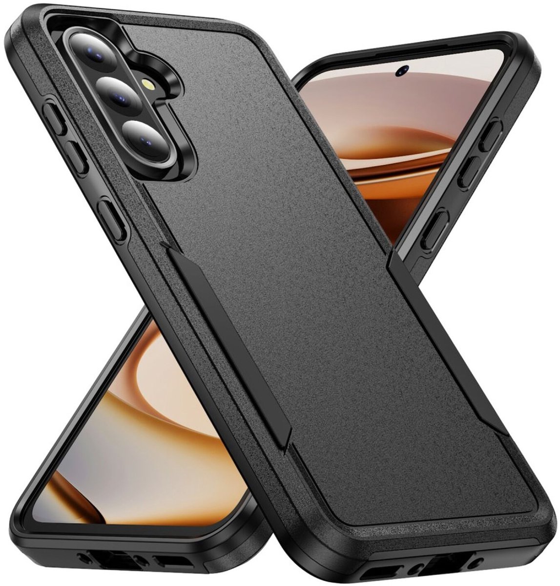 Schokbestendige Hardcase Back Cover Geschikt voor Samsung Galaxy A55 | Rugged Hoesje | Beschermhoes | Shockproof | Tegen Vallen | Zwart