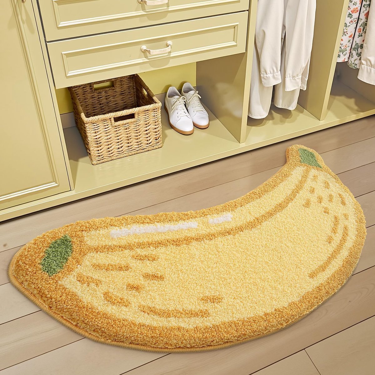 Leuk badkamerkleedje met een vrolijk fruitpatroon, zacht en pluizig, absorberend, antislip, Geschikt voor badkamers, keukens, slaapkamers, kinderkamers en woonkamers, 80x120 cm.