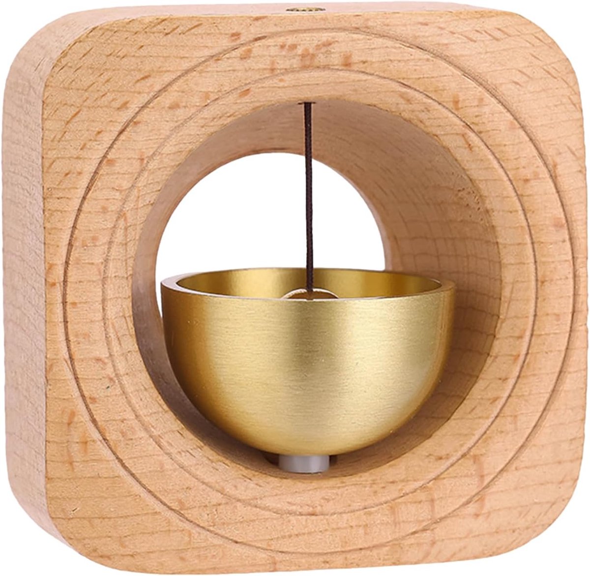 Deurbel Hout - Winkelbel Deurdecoratie - Bezoekers Melder - Magnetische Bevestiging - 7 x 7 cm - Houtkleur