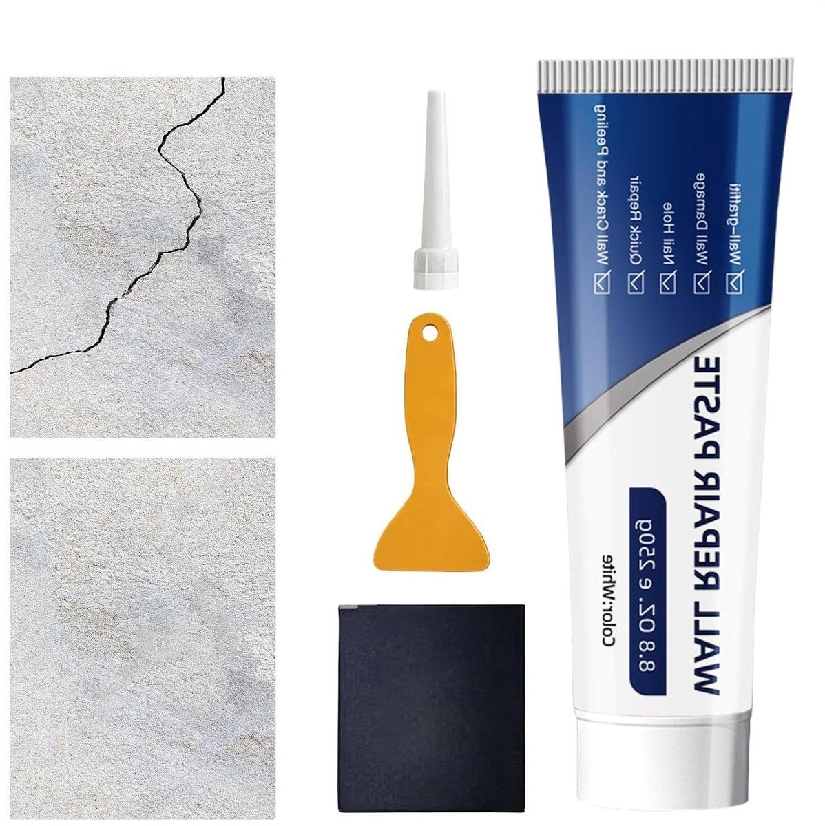 Wandpasta Reparatie - Muur Herstel - Gaten Dichten - Snel Droog - 1 Set - Wit