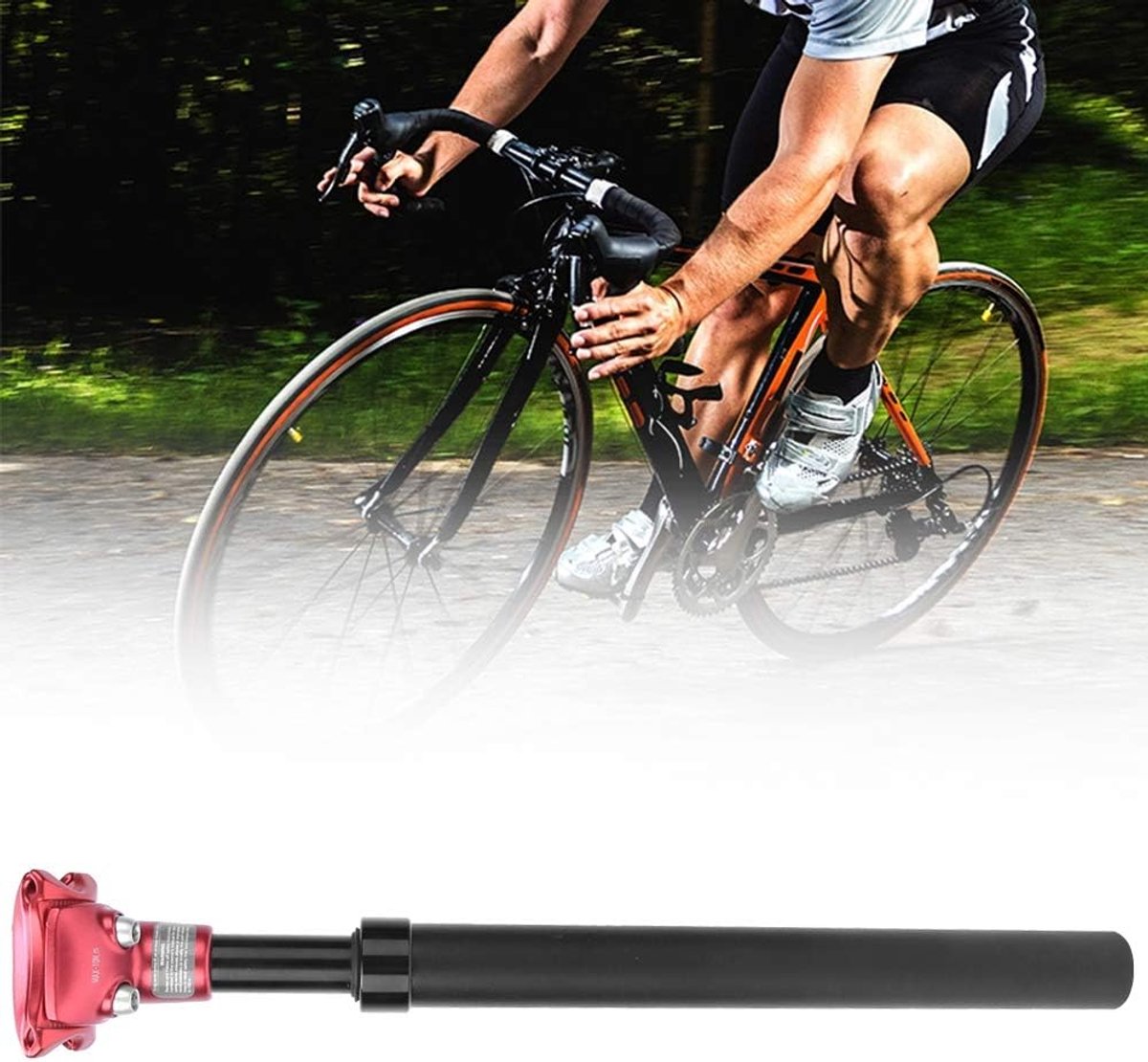 Geveerde Zadelpen - Fiets Zitbuis - Comfortabel Fietsen - Lichtgewicht Aluminium - 27.2 mm Diameter - Zwart Rood