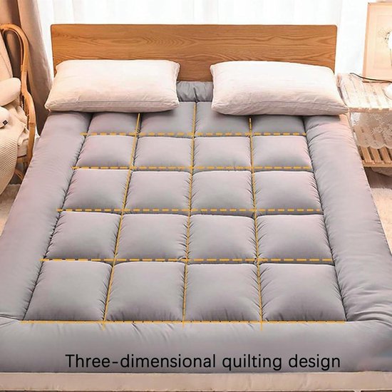 Futonmatras - Slaapmat Vloer - Comfortabel Slapen - Volledig Katoenvezel Vulling - 120x200cm - C — afbeelding 4
