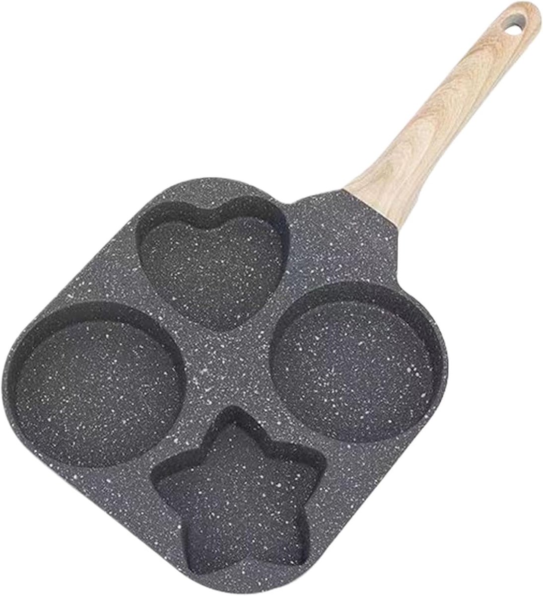 Eierkoekenpan 4-in-1 - Ontbijtpan - Ontbijt Maken - Vier Vormen - 18cm - Zwart