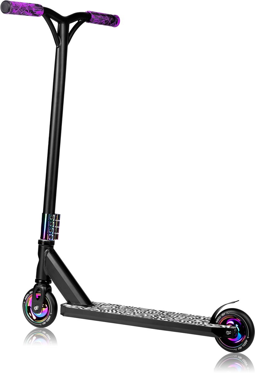 Lionelo Whizz Neo Freestyle Step + Fietshelm voor kinderen – 110 mm PU High Rebound Wielen – ABEC-9 Lagers – HIC Compressiesysteem – Breed T-Bar Stuur – Antislip Aluminium Deck – Neochrome Afwerking – Stuntstep tot 100 kg – Lichtgewicht 3,6 kg — afbeelding 8