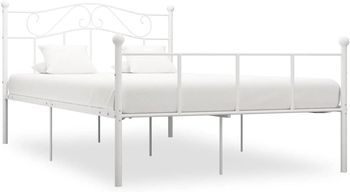 Metalen bedframe - Robuust frame - Slaapkamer inrichten - Stabiel metalen frame - 160 x 200 cm - Wit