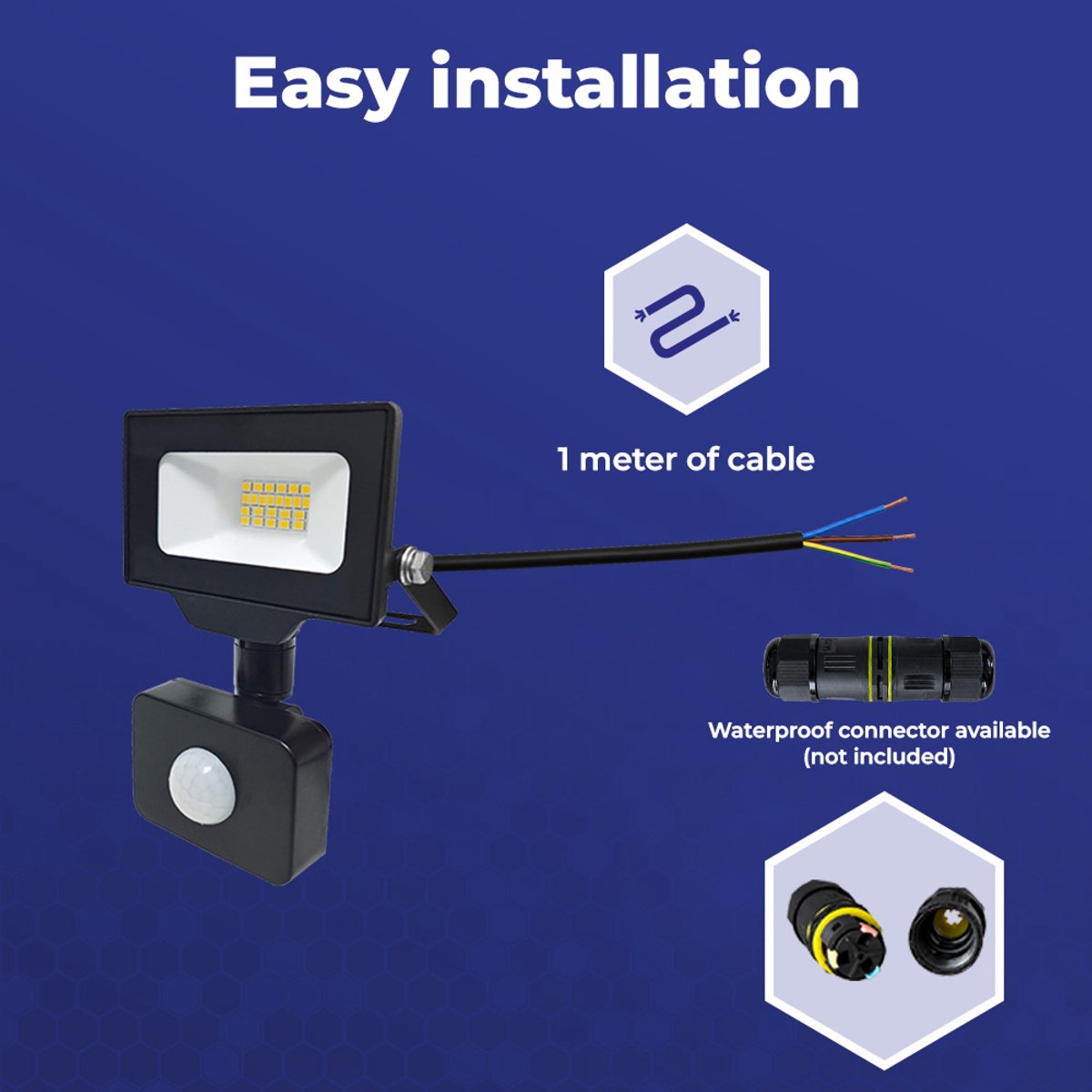 Noxion LED Floodlight Beamy G3.1 Zwart 10W 1100lm 100D - 830 Warm Wit | IP44 - Bewegings- en Lichtsensor - Symmetrisch.