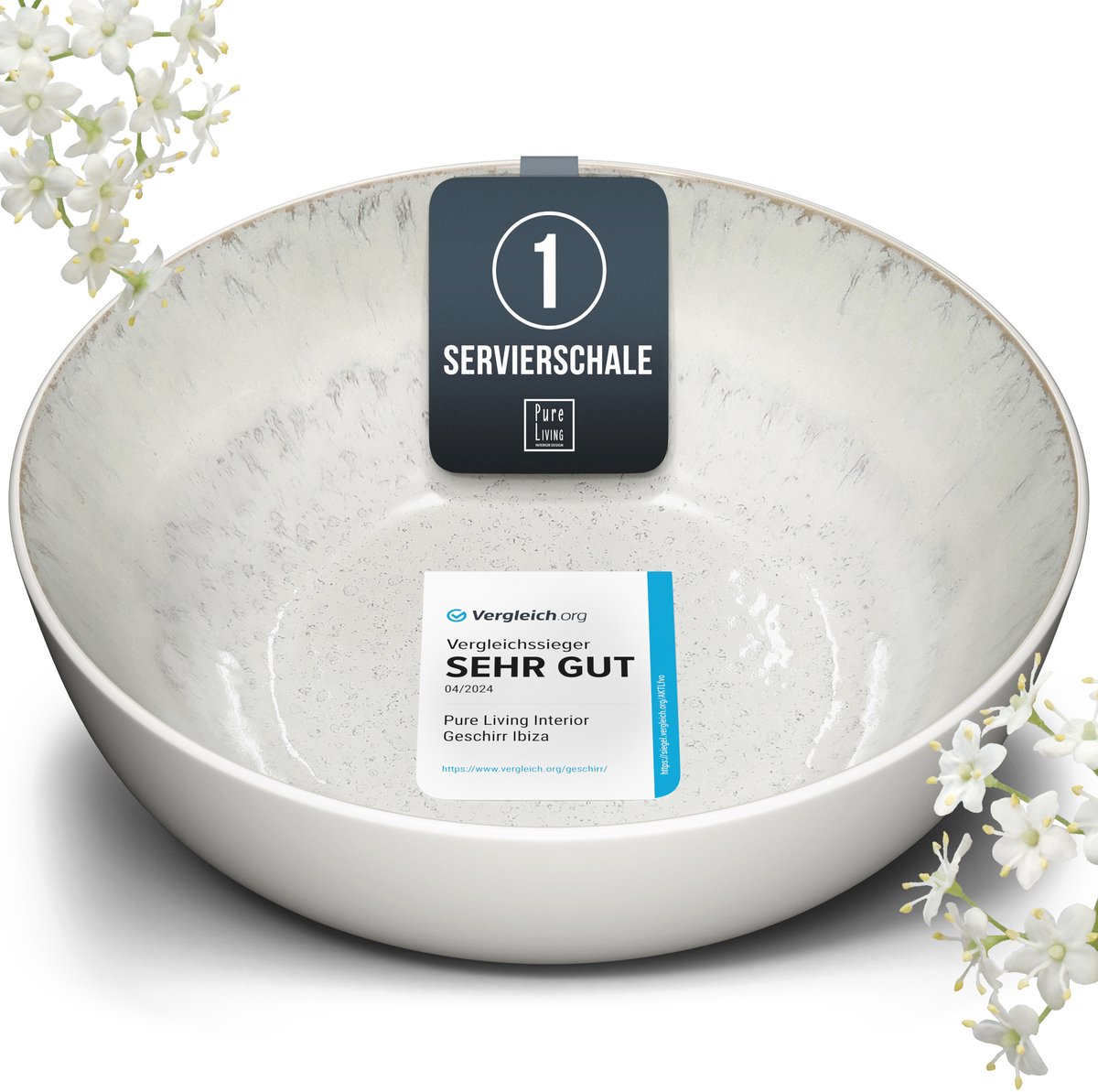 Pure Living Serveerschaal - Ø 26,5 cm - Beige - Aardewerk - Krasbestendig - Vaatwasserbestendig - Ibiza Light