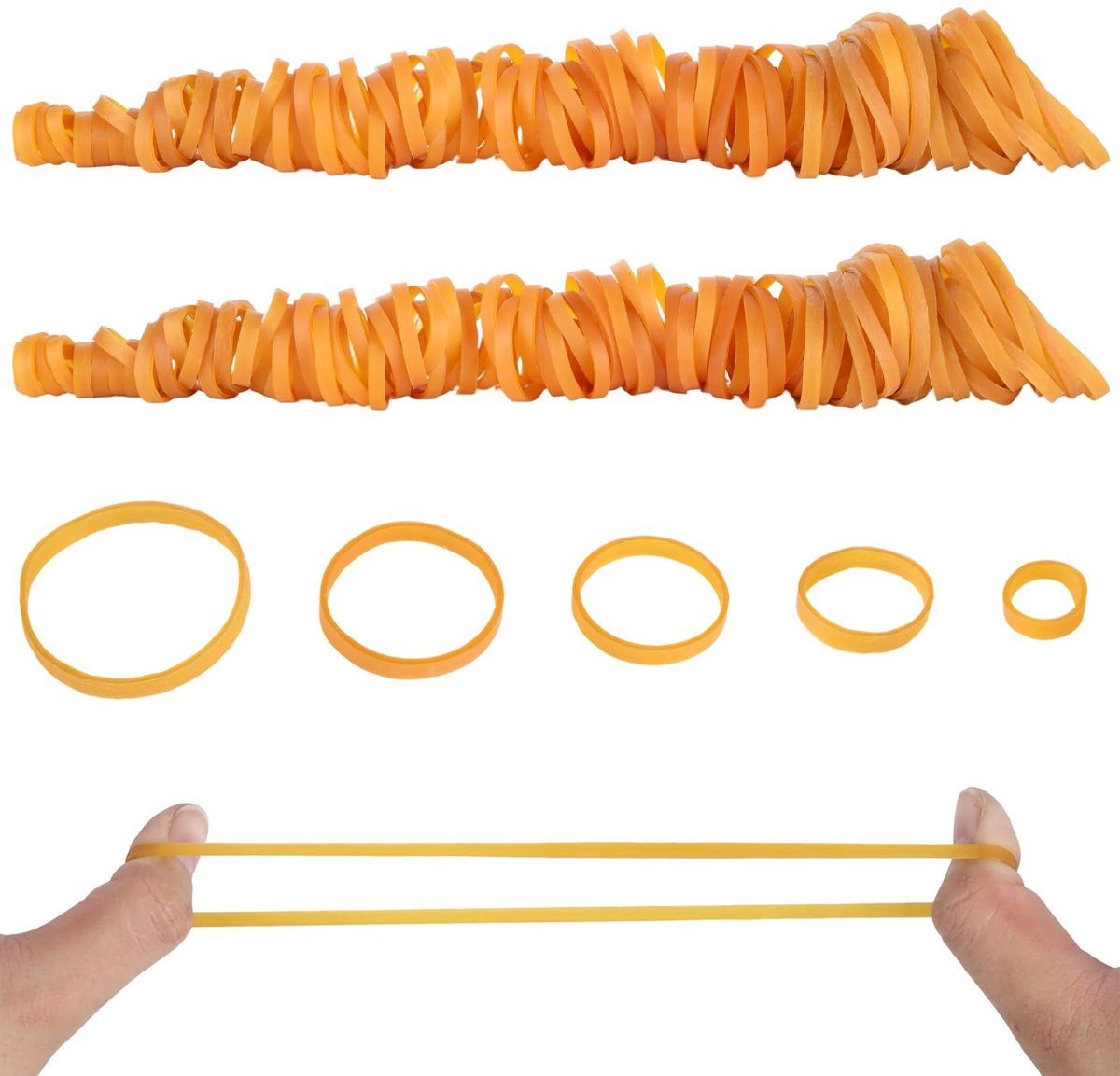 Dailygoods- Elastiekjes 150 stuks - Brede Huishoudrubbers - 5 Maten - Biologisch Afbreekbaar - Duurzaam - Hoge Elasticiteit - Rubberbanden