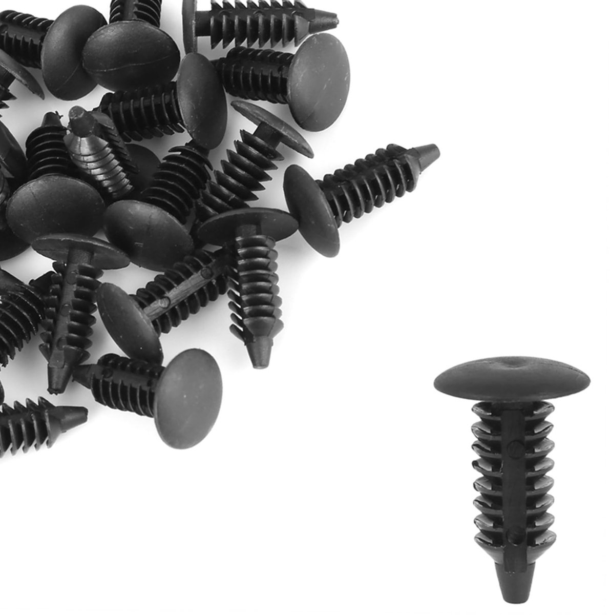 Dailygoods- Vormclips 30 Stuks - Kunststof Klinknagels - Gatdiameter 7 mm - Totale Lengte 20 mm - Zwart - Geschikt voor Auto's en Motorfietsen