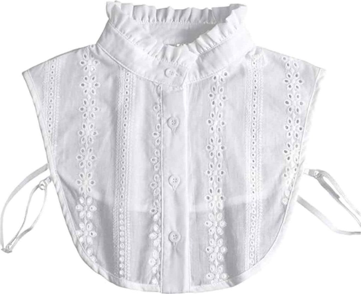 LISM-Dameskraag met vervangbare knopen elegante overhemdkraag halfhoge overhemdkraag grote puntige katoenen kraag Geschikt voor elegante vrouwen en meisjes. Veelkleurig