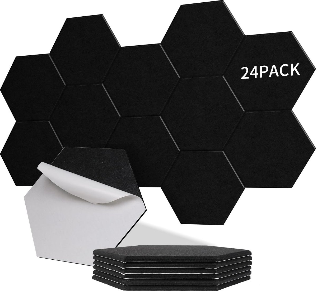 Dailygoods- Akoestische Panelen - Zelfklevend - Geluidsisolatie - Zeshoekig Ontwerp - 100% Polyester - 30x26x0,9 cm - Geluidsabsorberende Panelen