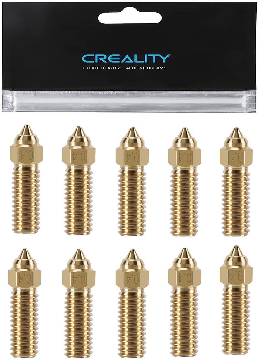 Dailygoods- Spuitmonden 0,4 mm - 10 Stuks - Messing - Hoge Snelheid - Compatibel met K1/K1 Max/CR-M4 - Gladde Binnenkant - Nozzles