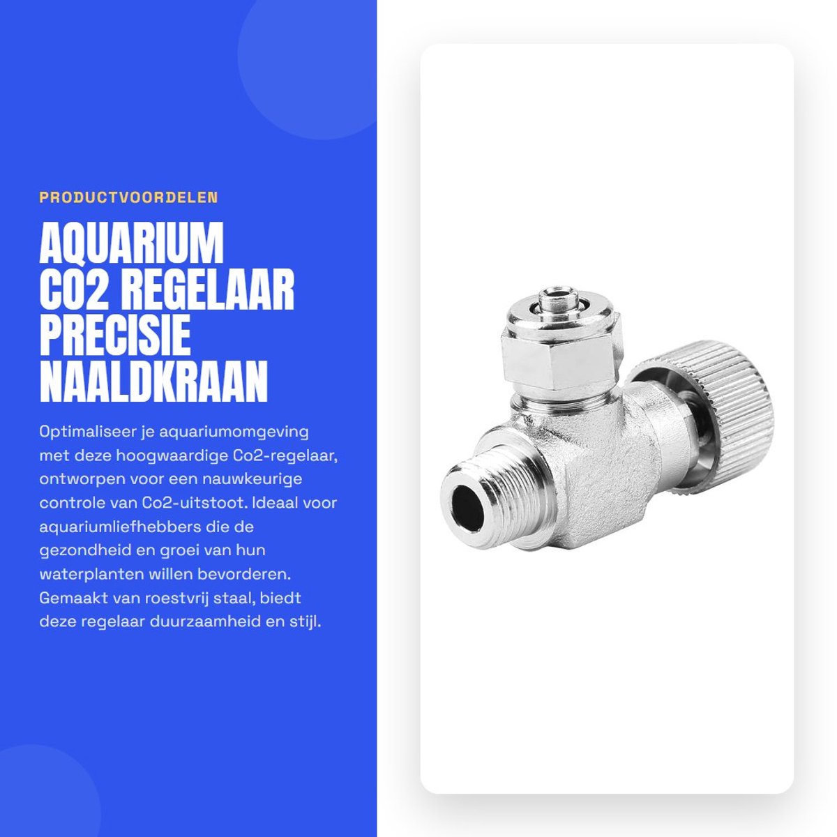 Dailygoods- Puntenkraan Hoogwaardig Roestvrij Staal - CO2-Regelaar - Aquariumsysteem Accessoire - Anticorrosief - Lichtgewicht - Eenvoudig te Bedienen
