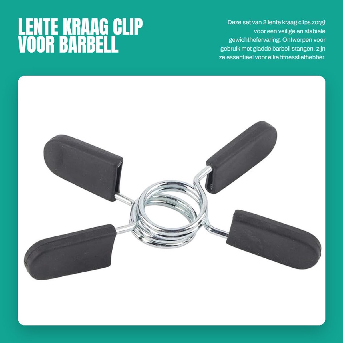 Dailygoods- Lente Kraag Clip - 2 Stuks - Barbell Halter Lock Klemmen - Veerkraagclips - Universele Pasvorm - Veilig Gewichtheffen - 25mm - Halterklem