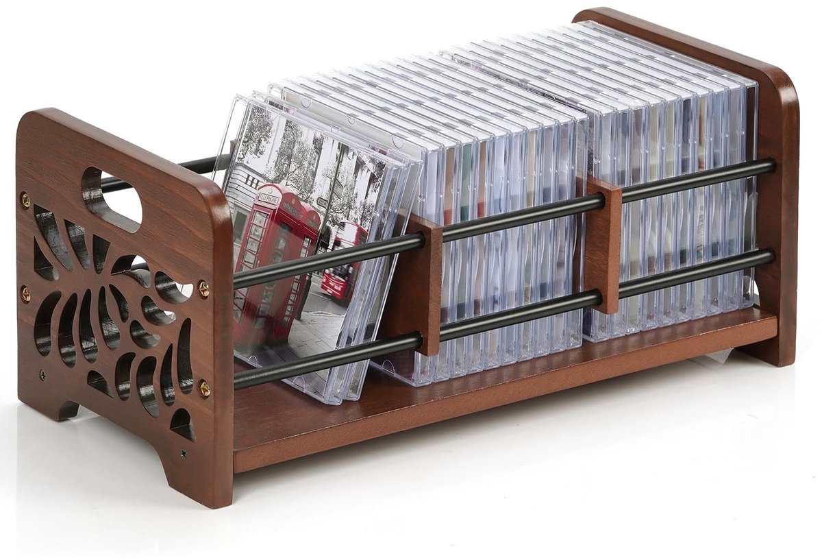 Dailygoods- CD Opbergdoos - Houten CD Houder - DVD Organizer - Duurzaam Ontwerp - Vintage Landelijke Stijl - Handgrepen - Cd-rek