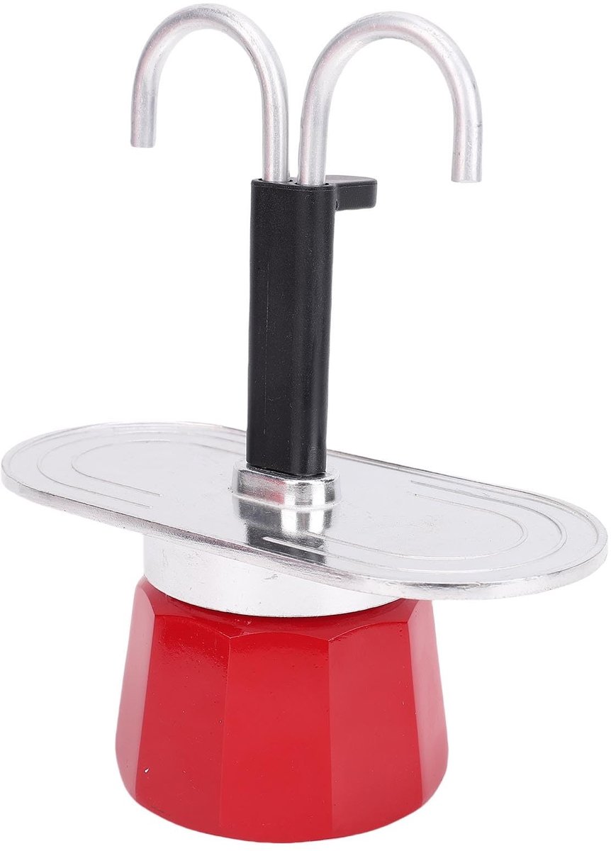 Dailygoods- Koffiezetapparaat met dubbele buis - 2 Koffiekopjes - Aluminium - 100 ml - Voor op reis - Gemakkelijk schoon te maken - Koffiemachine