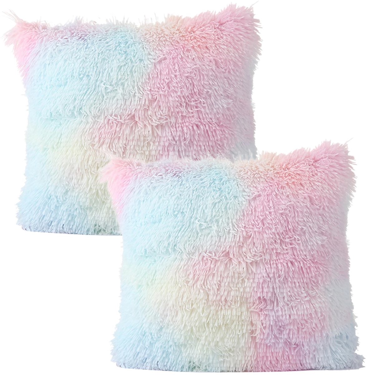 Dailygoods- Kussenhoezen Set van 2 - Decoratieve Kussenhoezen - Zachte Vacht - 45 x 45 cm - Woondecoratie - Geschikt voor Bank en Stoelen - Kussenslopen