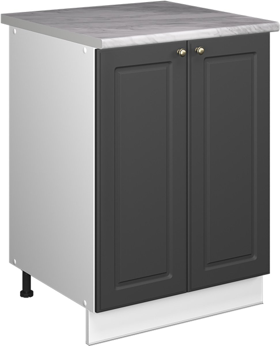 Vicco Wastafelkast Fame-Line, Anthrazit-Gold Landhaus/Wit, 60 cm