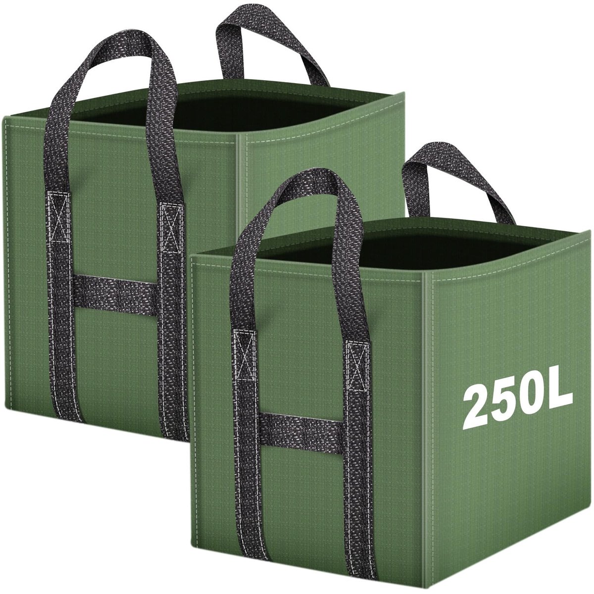 Dailygoods - Tuinafvalzak - Grote Afvalzak - Robuust en Waterdicht - 2 x 250 Liter - Opvouwbaar - Ideaal voor Tuinafval - Geschikt voor Gras en Bladeren