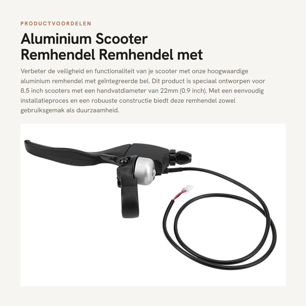 Dailygoods- Remhendel met Bel - Aluminium - Geschikt voor 22 mm Stuur - Lichtgewicht - Duurzaam - Eenvoudig te Installeren - Scooter Rem