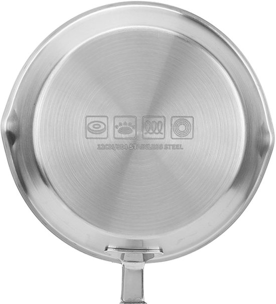Dailygoods- Pan 16 cm Roestvrij staal - Kleine Pan - Duurzaam - Roestbestendig - Geschikt voor Inductie - Betrouwbare Keukenpartner - Koekenpan — afbeelding 3
