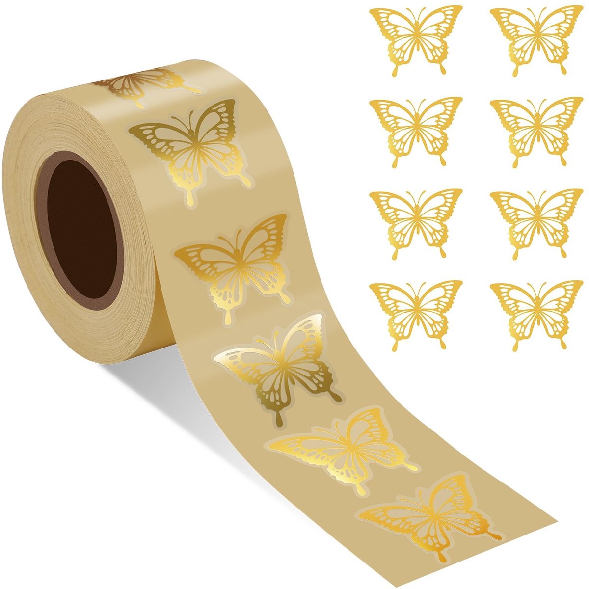 Dailygoods- Vlinderstickers 500st - Gouden Zelfklevende Stickers - 4x3cm - Transparant Bronzing - Voor Uitnodigingen/Geschenken - Huwelijksfeestdecoratie - Decoratiestickers