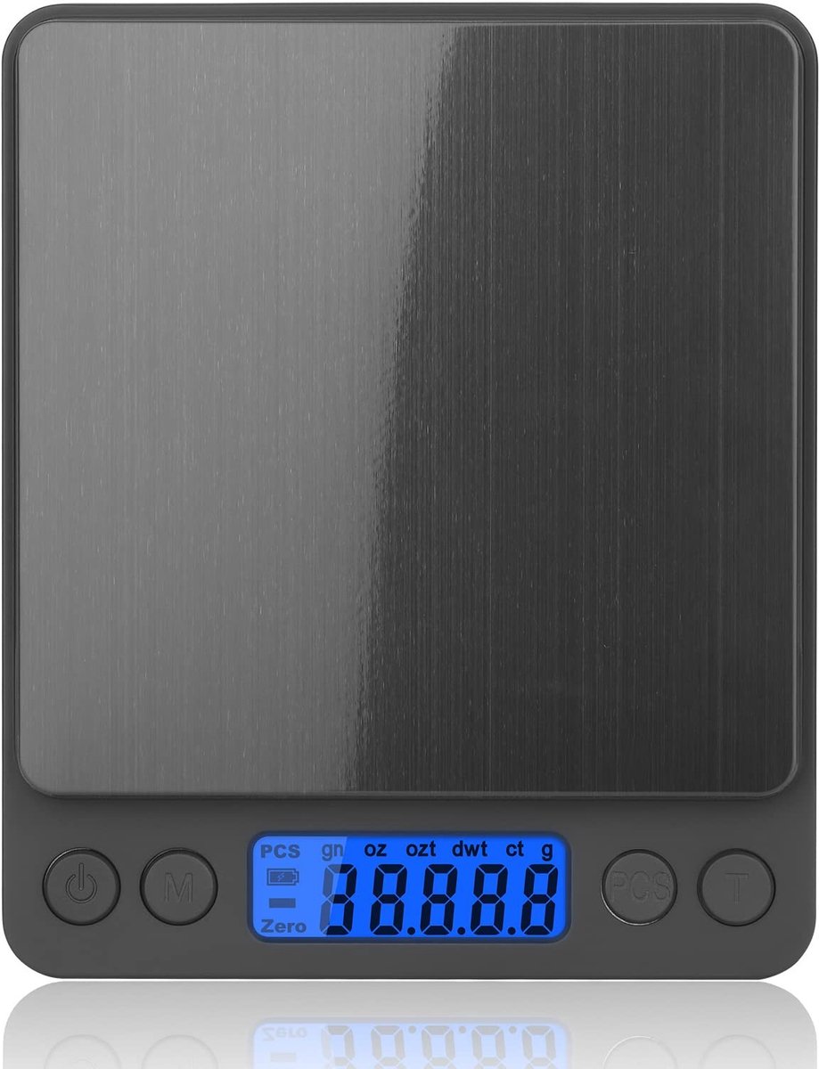 Dailygoods- Keukenweegschaal Digitale Precisie - 0,1 g Nauwkeurigheid - Maximaal 3000 g - Roestvrij Staal - LCD-Display - PCS/Tarra-Functie - Digitale Weegschaal