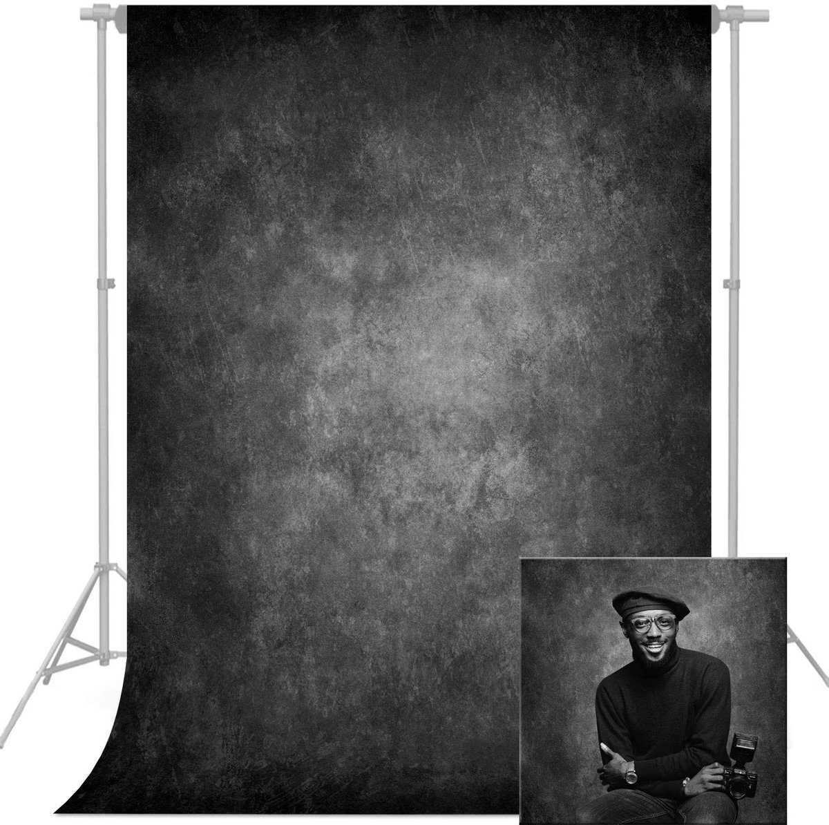 Dailygoods- Fotografie Achtergrond 1,5x2,2 m - Verloop Donkerzwart - Achtergronddoek Fotografie - Studio Props - Portret Achtergronden - Ideaal voor Professionele Fotografie