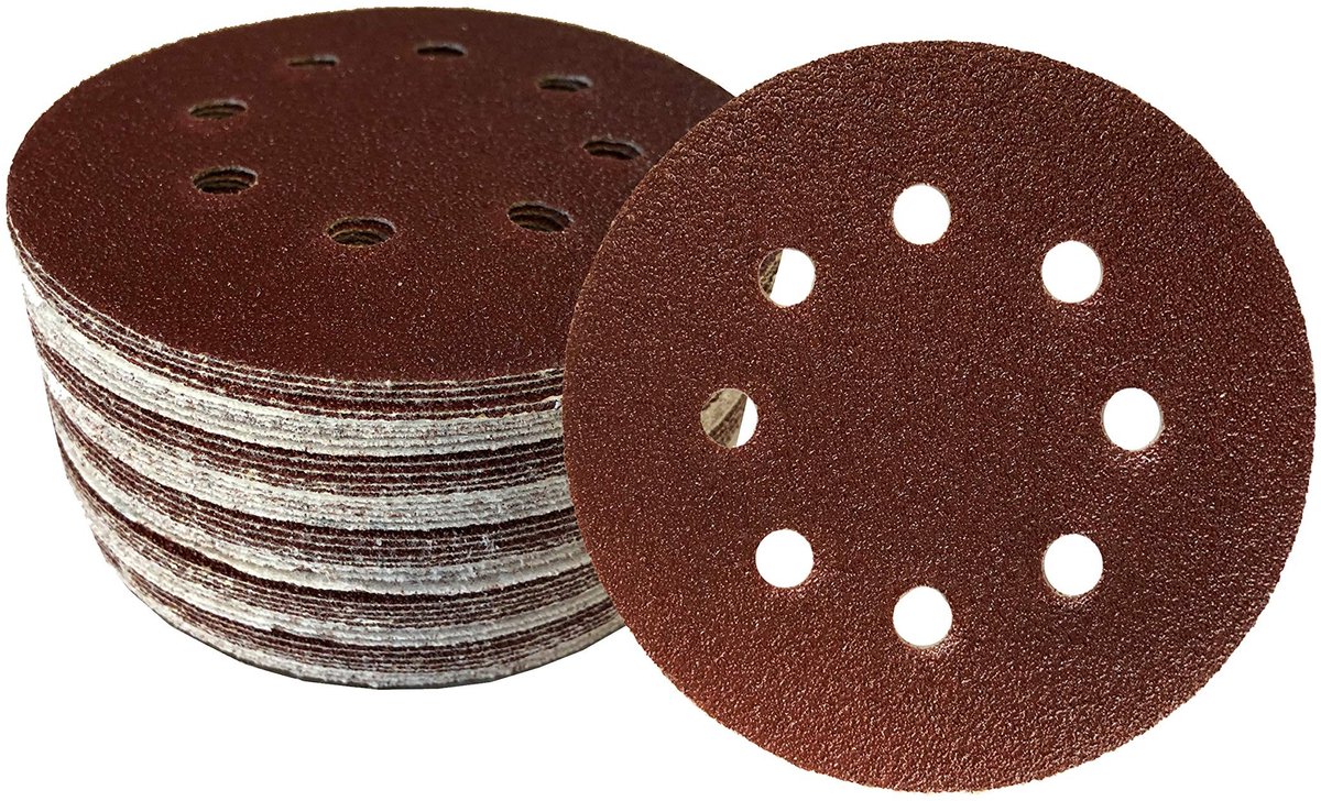 Dailygoods- Schuurschijven Set van 60 - Diameter 115 mm - Klittenband - Korrelgrootte 40/60/80/120/180/240 - Geschikt voor excentrische schuurmachine - Universeel gebruik - Schuurpapier