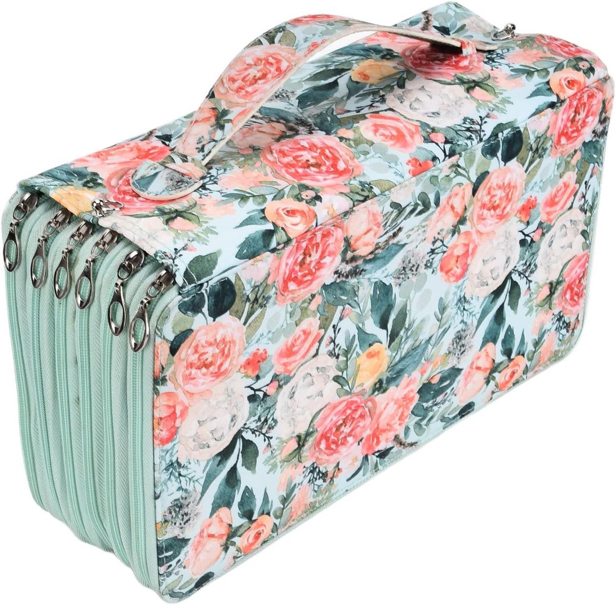 Potloden etui - Pennendoos - Kunst Supplies - Grote capaciteit - 120 sleuven - Groene Roos