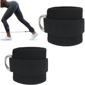 Enkel straps - Enkelband fitness - TENZHVXI® - 2 stuks - Verstelbaar - Met D-ring - Voor bilspieroefeningen - Beenstrekkingen en heupabductieoefeningen - Zwart