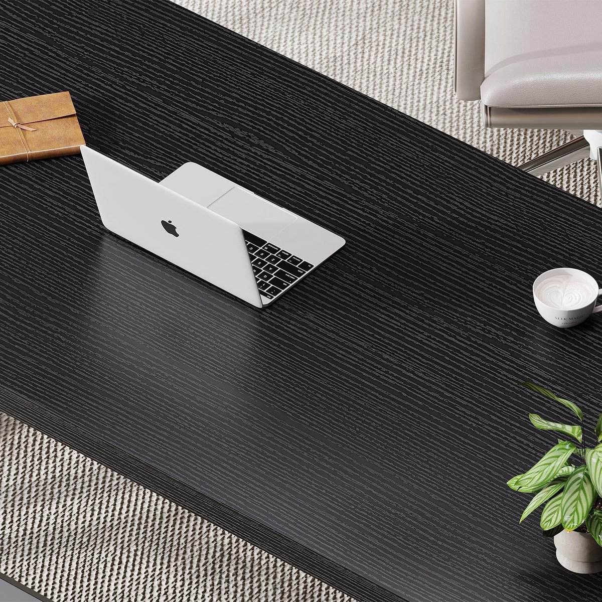 Computertafel 140 x 60 x 75,5 cm Industrieel Bureau met Metalen Frame en Houten Werkblad - Gaming Bureau, Laptoptafel, Werktafel met Opbergrek - Zwart - Mobili Bella