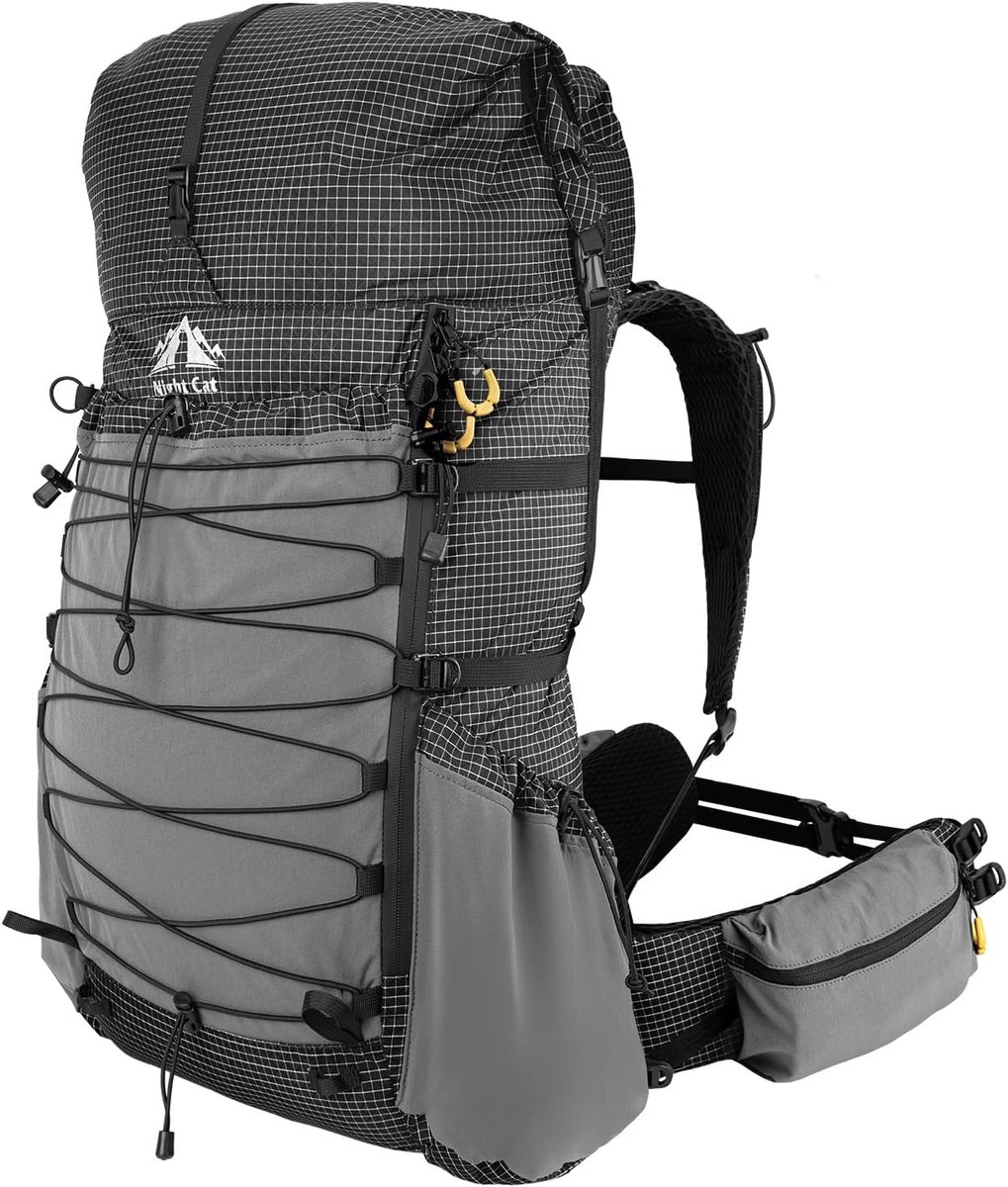 Night Cat Wandelrugzak Dames Heren: 70L Ultralichte Rugzak Groot Waterdicht voor Outdoor Trekken Wandelen Hiking 70L Zwart
