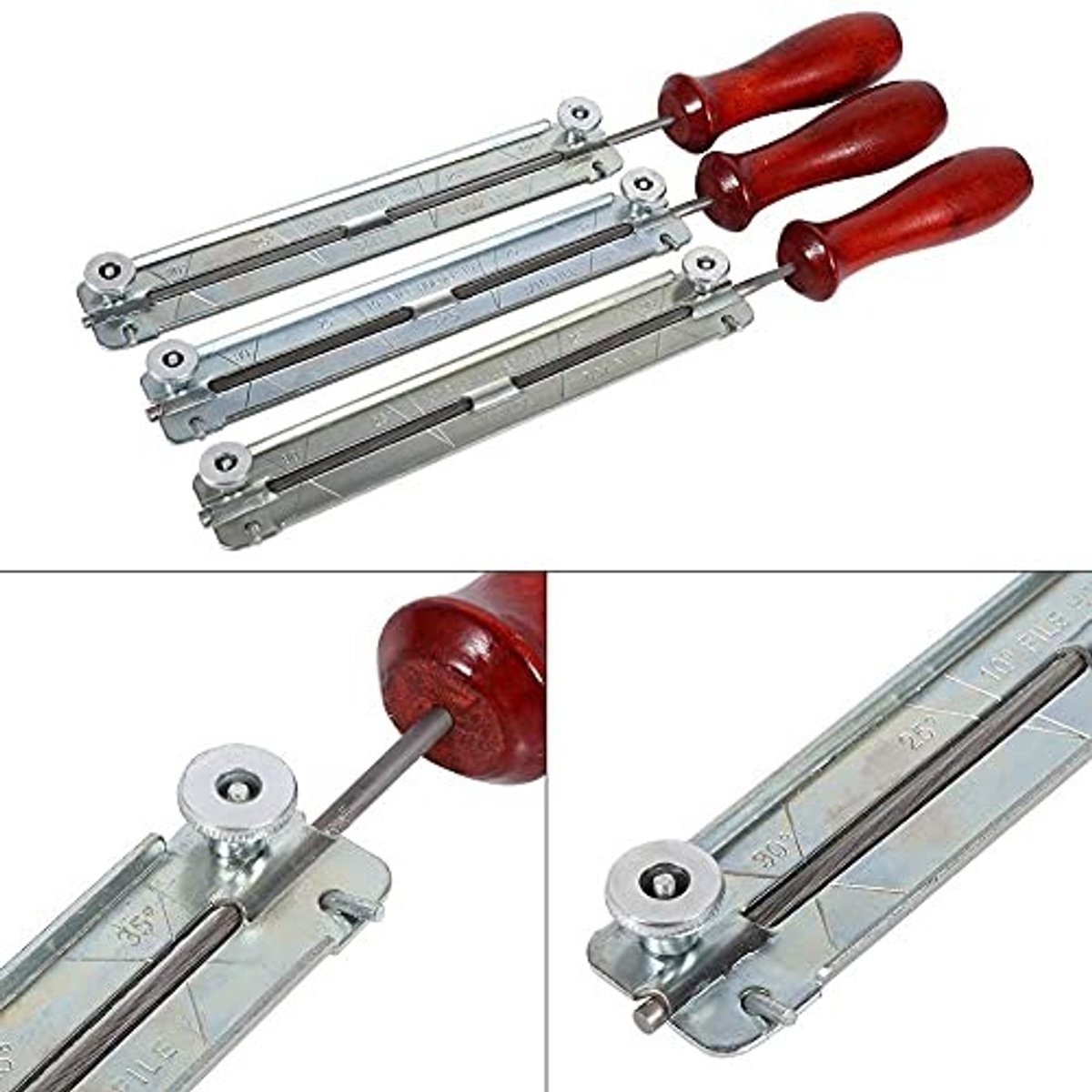 Dailygoods- Slijpkit Hoogwaardig Staal - Vijl - Houten Handvat - Voor Kettingzagen - Geschikt voor 4/4,8/5,5 mm Kettingen - Duurzaam en Robuust - Kettingzaag Slijper