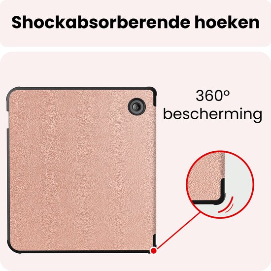Hoes Geschikt voor Kobo Libra 2 Hoesje Bookcase Cover Book Case Hoes Sleepcover - Rosé Goud — afbeelding 5