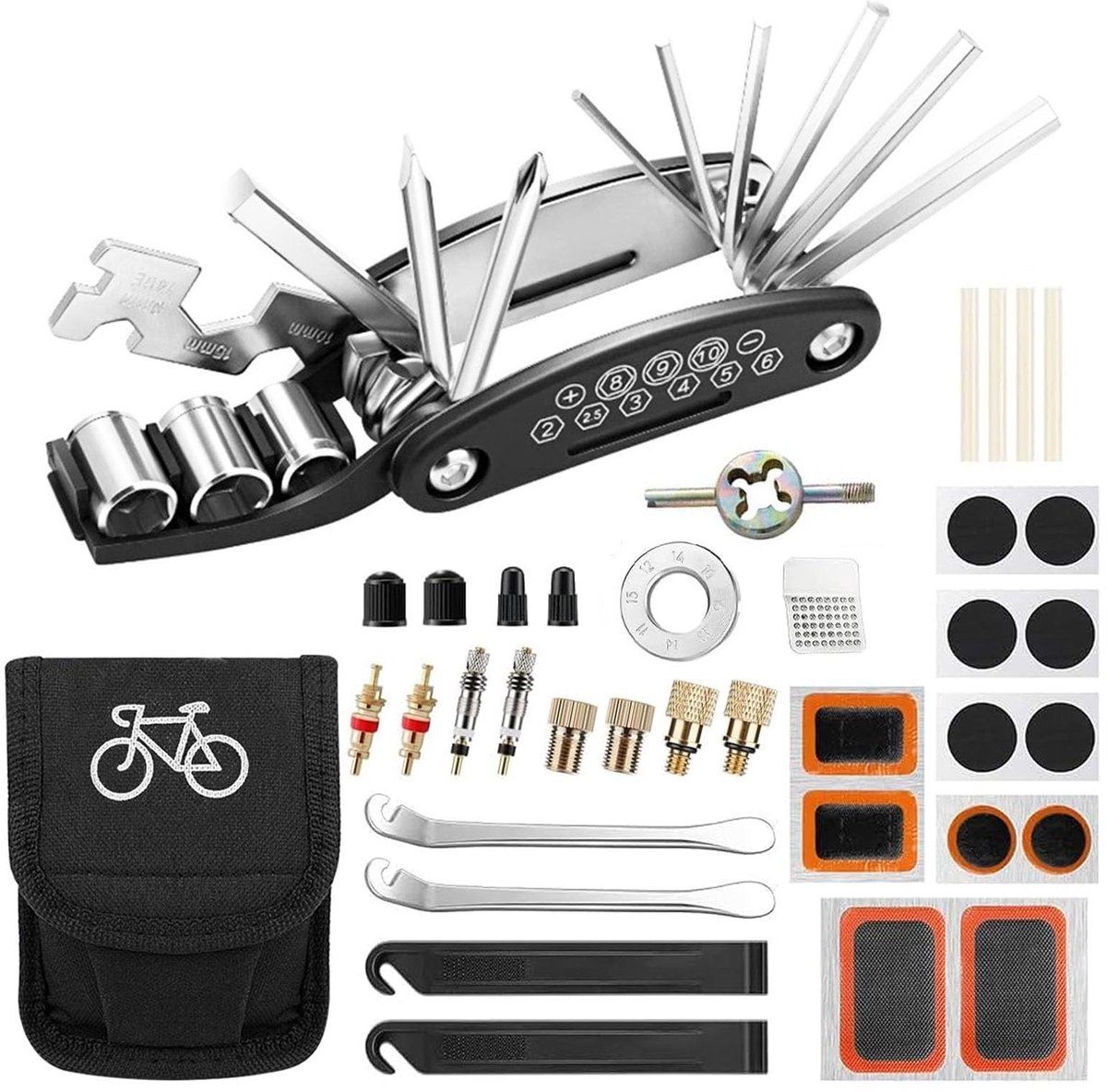Dailygoods- Fietsgereedschapsset 17-in-1 - Fietsreparatieset - Multitool - Zadeltas - Gereedschapstas - Hoge kwaliteit, multifunctioneel