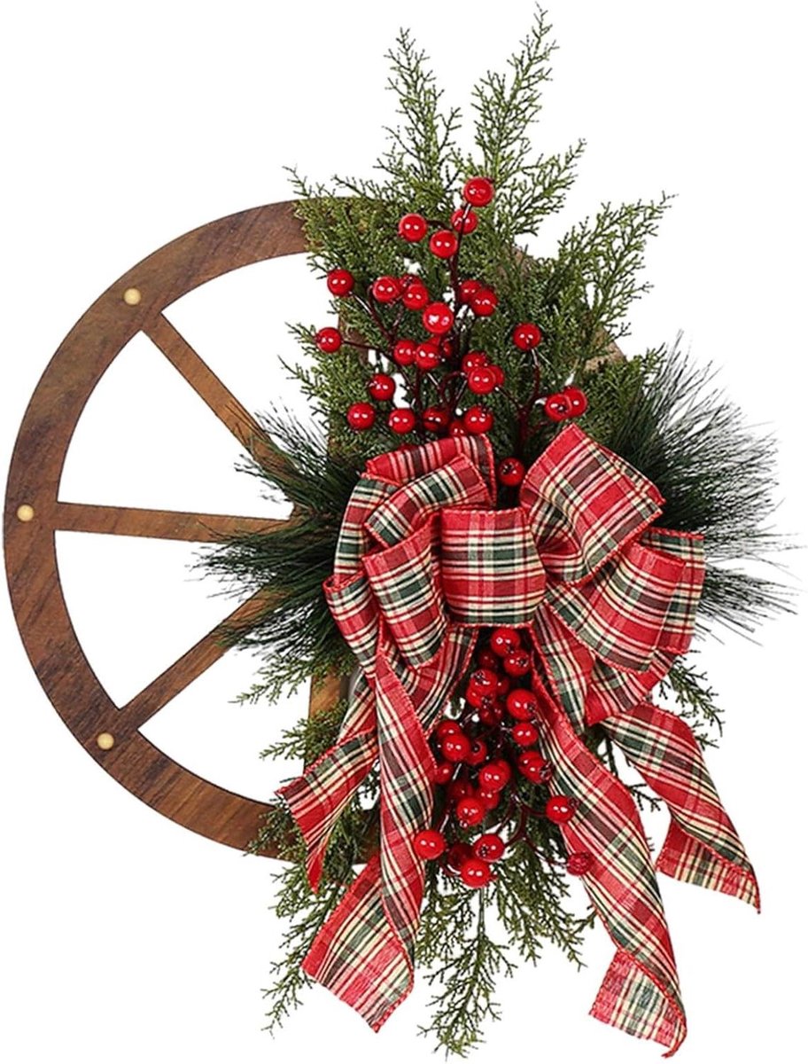 Kerstkrans - Winterdecoratie - Huis Verfraaien - Realistische takken - 508 cm - Groen met bessen