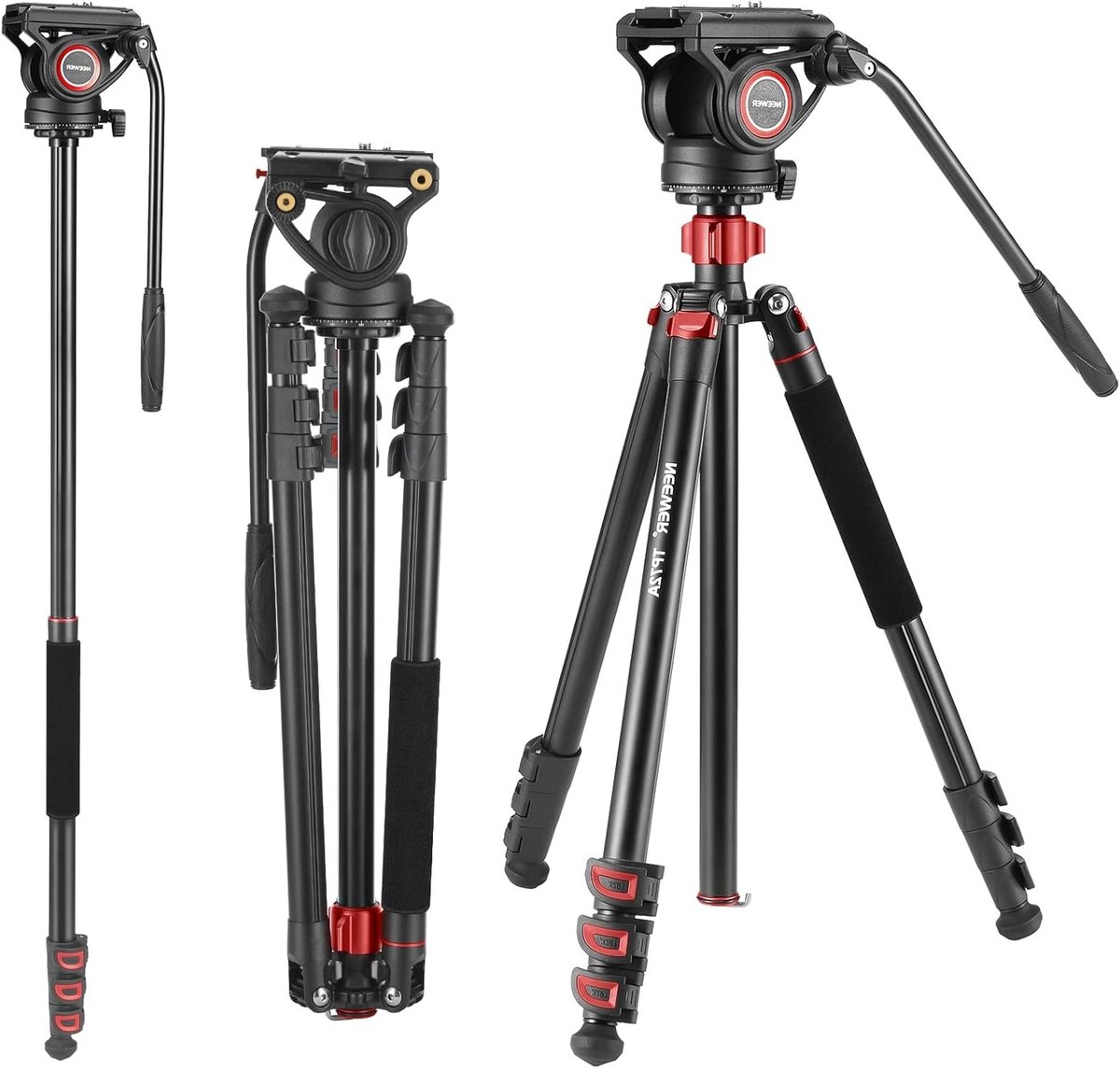72 Inch Smooth Head Video Monopod met Quick Release Plate voor DSLR Camera's en Camcorders, 360° Rotatie en 90°/-70° Tilt, Max. Belastbaarheid 8kg