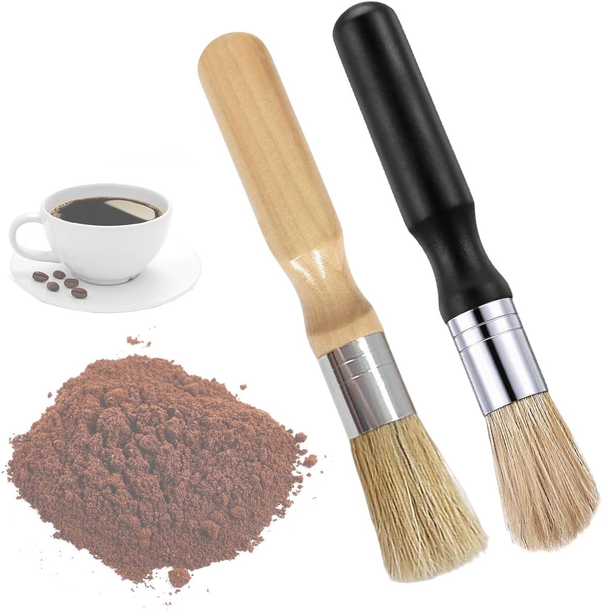 Set van 2 Ergonomische Koffieborstels met Antislip Handvat voor Barista's en Koffieliefhebbers - Ideaal voor Keuken en Woonkamer (Beschikbaar in 2 Kleuren)