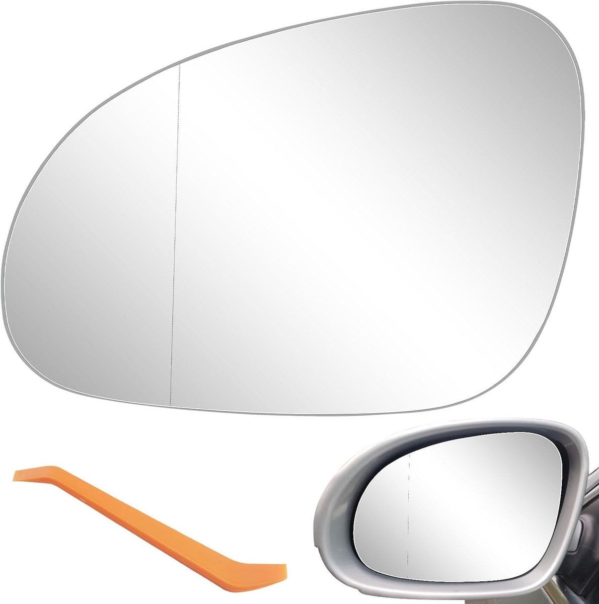 Verwarmd Zijspiegels Glas voor VW Golf 5, Passat B6 en Jetta 5 (2006-2010) - Vervangend Achteruitkijkspiegel Glas voor Passagierszijde