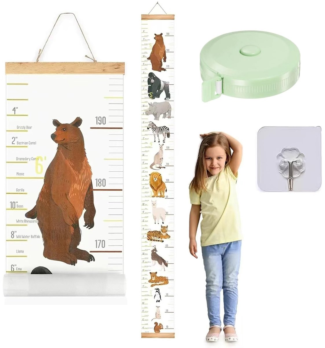 Solidchoice- Muurstickers Hoogtemeting - Duurzame Muurstickers Kinderen - Eenvoudige Opname - Geen Spoorhaak - XX cm - Geschikt voor Peuterkamer - Hoogtemeter