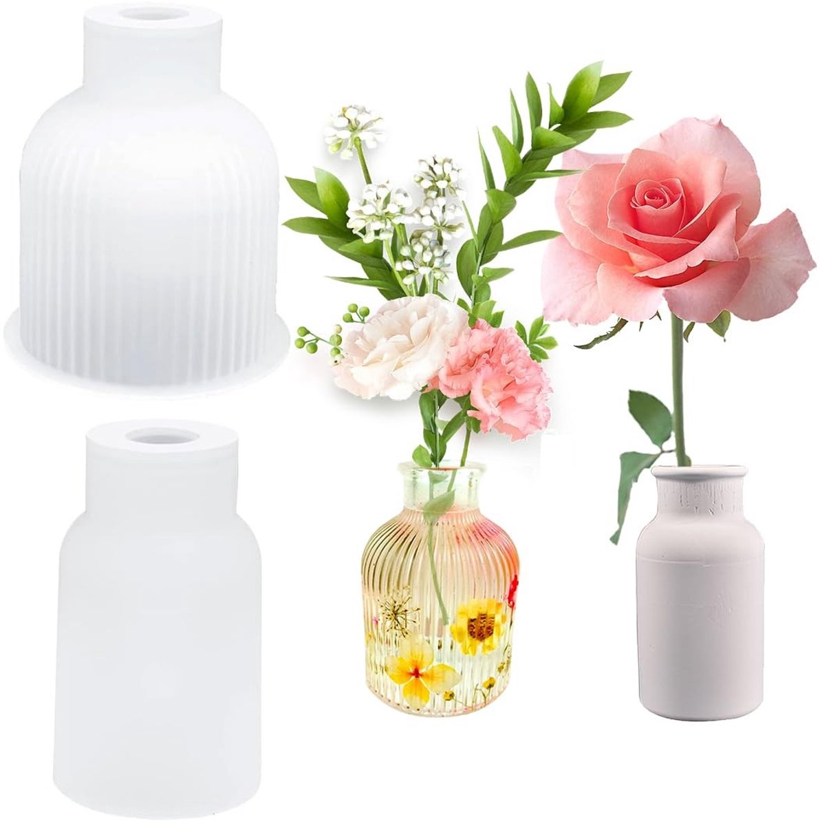 Solidchoice - HONGECB Gietvormen bloemenvazen, vaas siliconen vorm, vaas gietvormen siliconen, vaas hars gietvorm DIY, epoxyhars vaas siliconen vorm, voor het maken van penhouders, vazen, 2 stuks