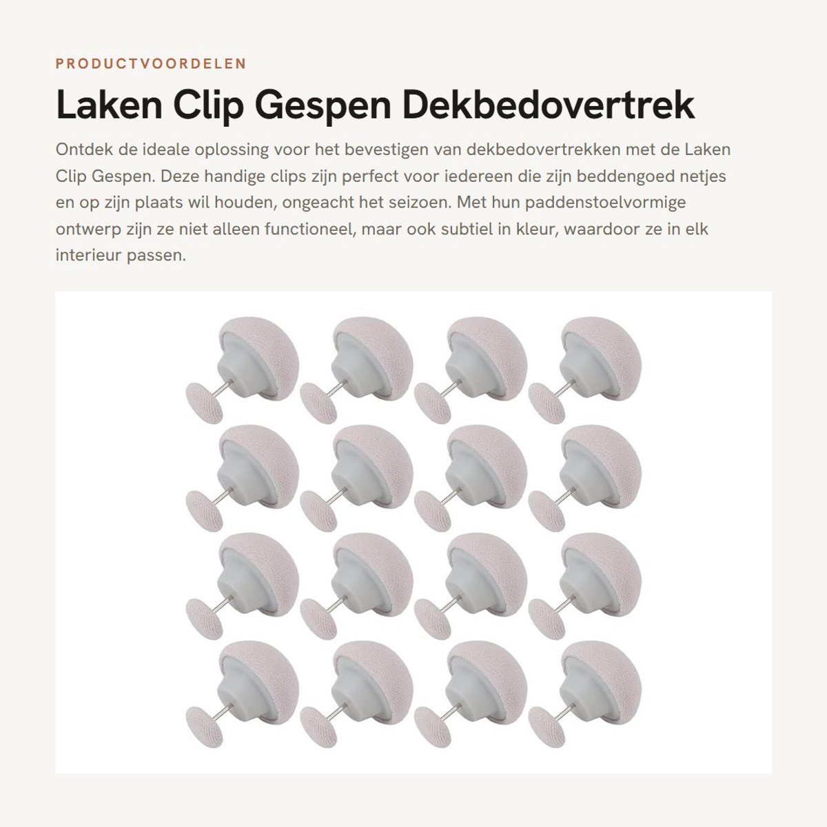 Solidchoice- Lakenclip 16 Stuks - Bevestigingsclip - Dekbedovertrek - Quilt Fixator - Paddestoelvormig - Lichtgewicht Kunststof - Dekbedclip
