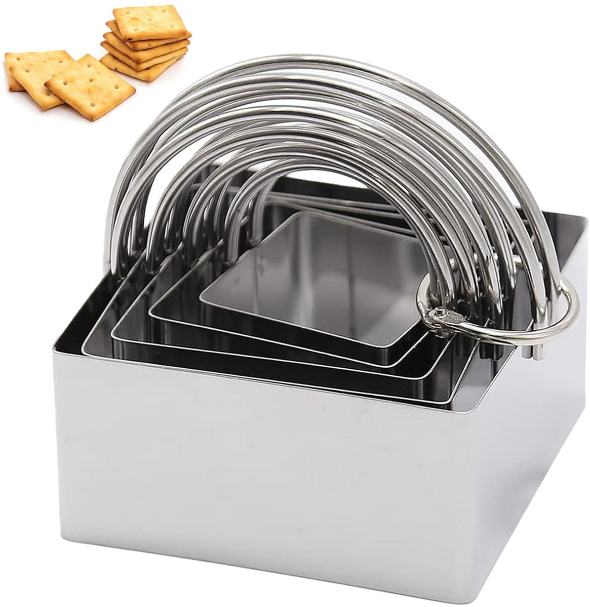 Dailygoods- Uitsteekvormen Roestvrij Staal - Vierkante Uitsteekvormen - Koekjessnijderset - Geschikt voor Taarten - Deegzakken - Pannenkoeken - Koekjesvormpjes