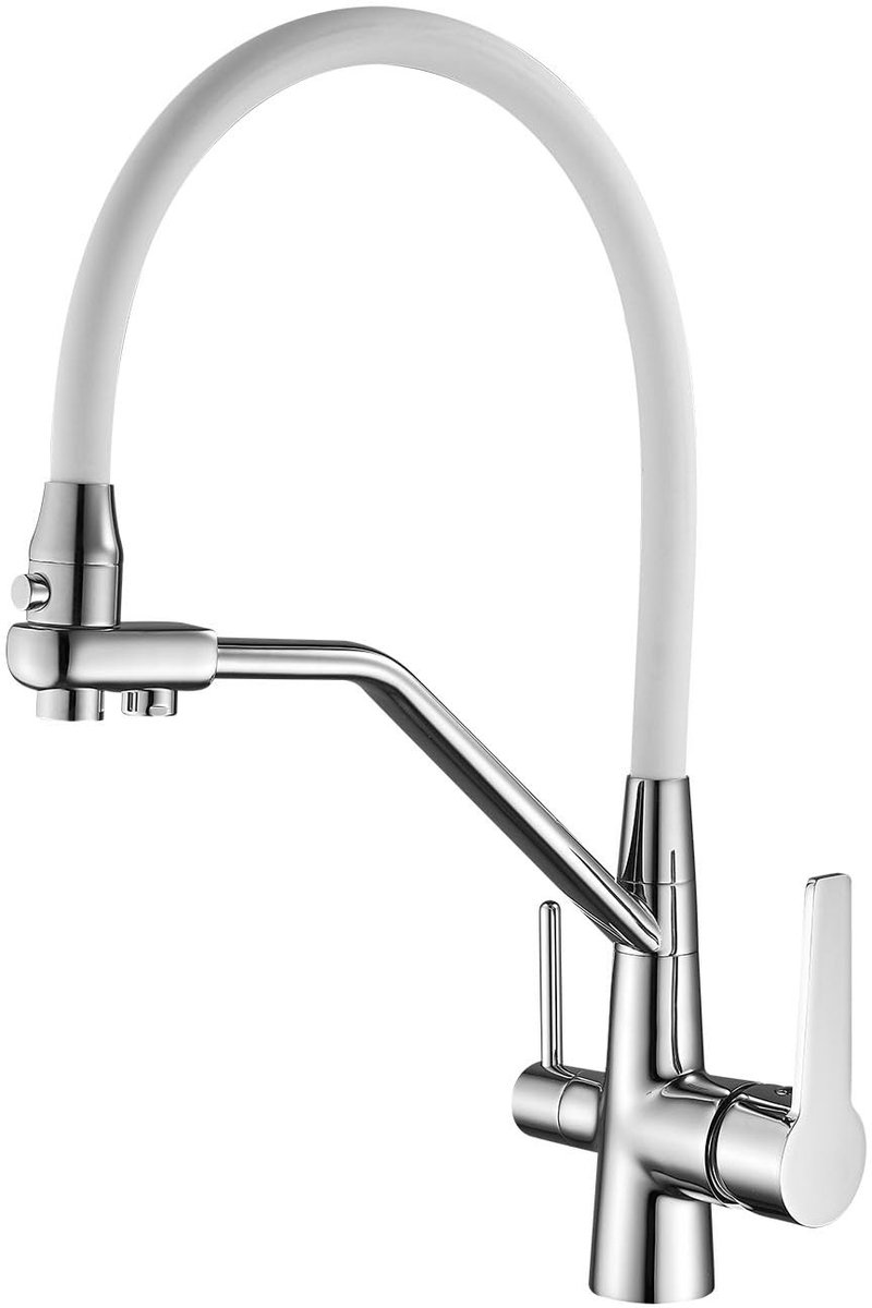 Dailygoods- Keukenkraan 3-in-1 met flexibele uitloop - Keukenkraan met sproeiapparaat - Waterfilter - Douche met 2 straalsoorten - Ruimtebesparend - Compatibel met waterfiltersystemen - Keukenmengkraan