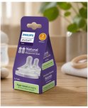 Philips Avent Natural Response tétine, taille 3, 2 pièces. Emballage violet avec texte vert.