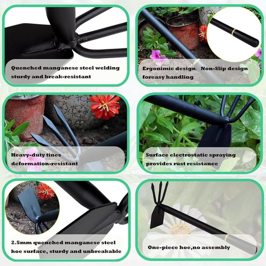 Tuinhark en schoffel in één- tuingereedschap- robuust koolstofstaal- ergonomische antisliphandgreep voor groenten — afbeelding 4