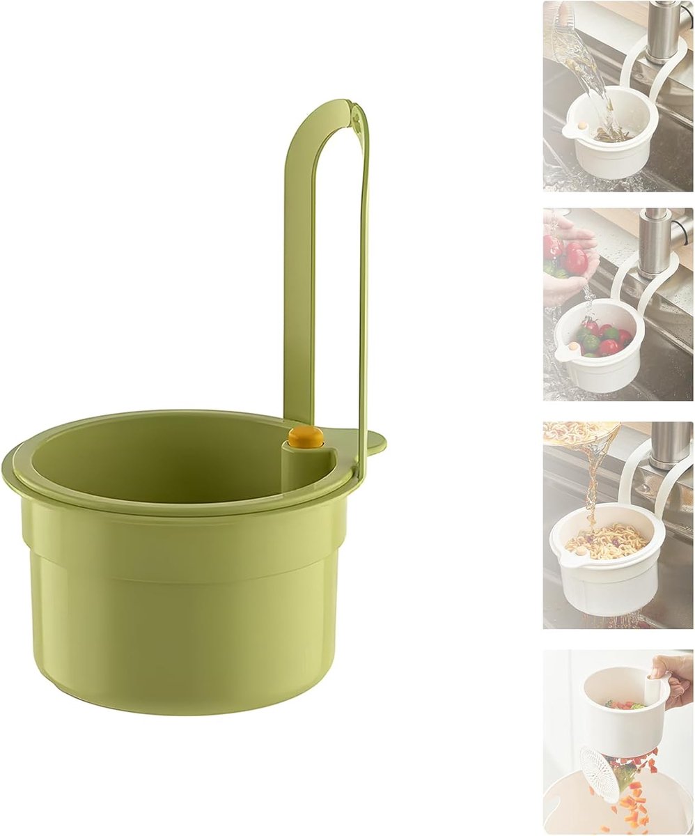 Claoner Kraan ophanging filter - druk automatisch dump keuken afvoer mand - voedsel fruit groente afvoer rek wastafel opslag rek - geschikt voor huis - keuken - groen