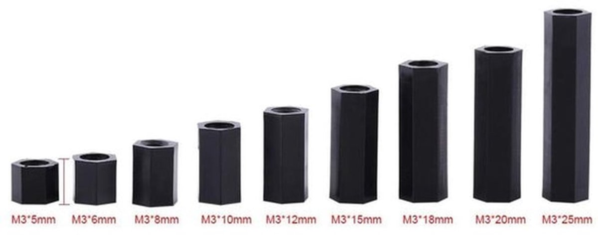 100 Stuks PA66 M3 Vrouwelijk Hex Schroefdraad Spacers